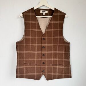 vintage joseph abound plaid brown mens vest size medium